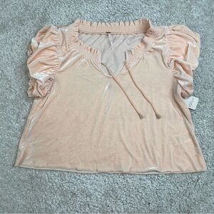 NWT Free People Terese Velour Velvet Crop Top  Peachy Pink. Boho luxury Small